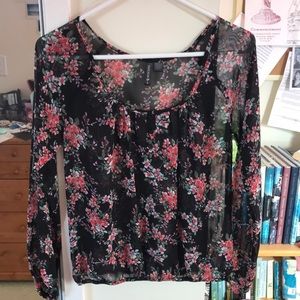 Floral Sheer Long Sleeve Top